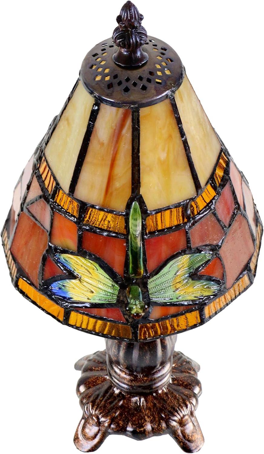 Cavan 13" Blue and Amber Stained Glass Accent Lamp