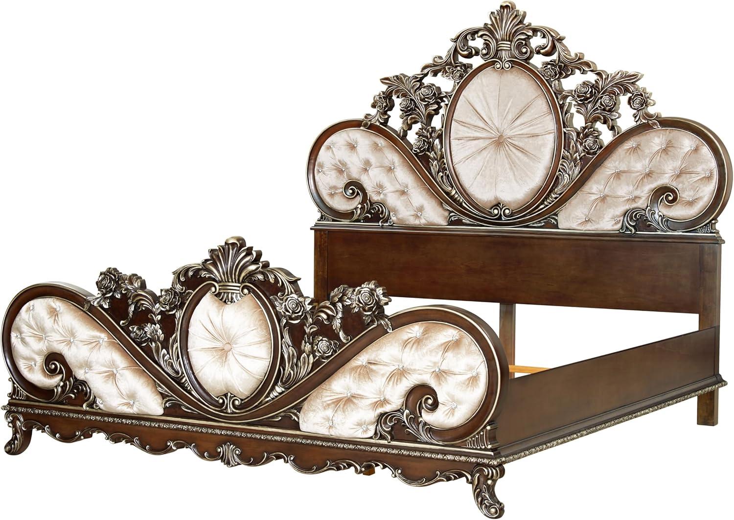 ACME Furniture Devany Upholstered Bed in Cream and Cherry