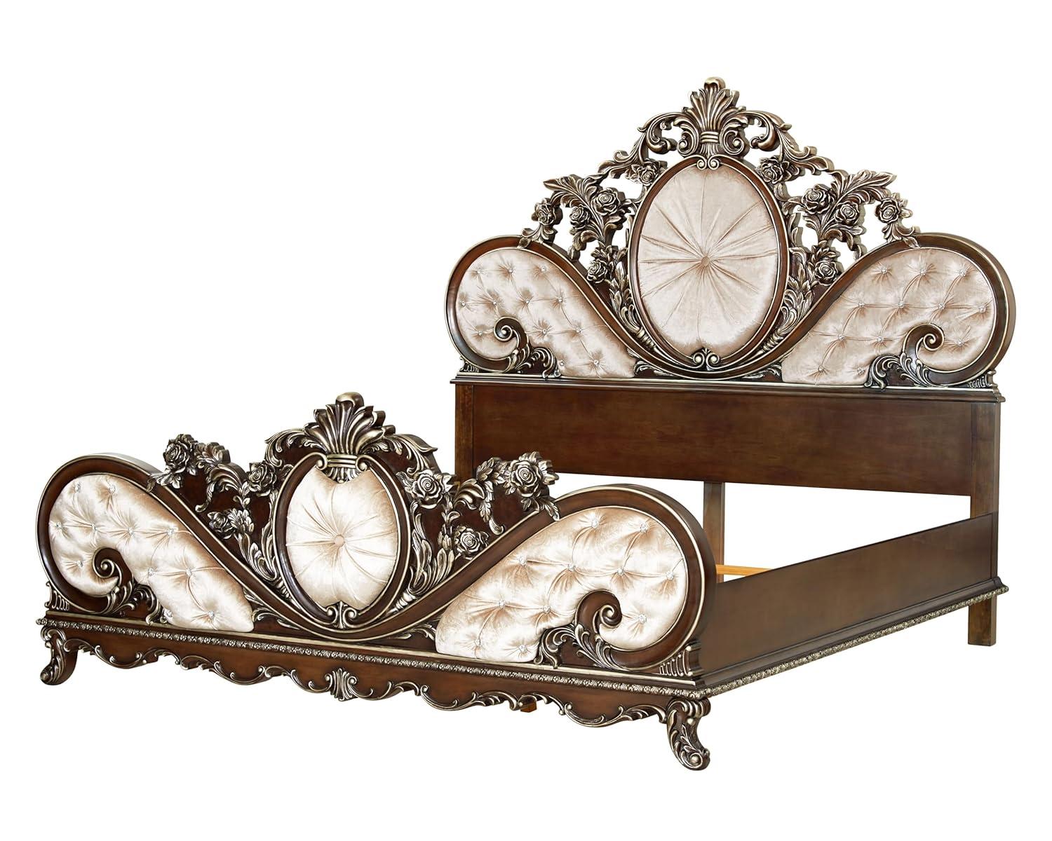 ACME Furniture Devany Upholstered Bed in Cream and Cherry