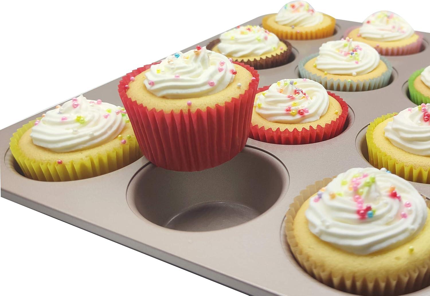 Vibrant Red Greaseproof Paper Cupcake Liners, Standard Size, 100-Count