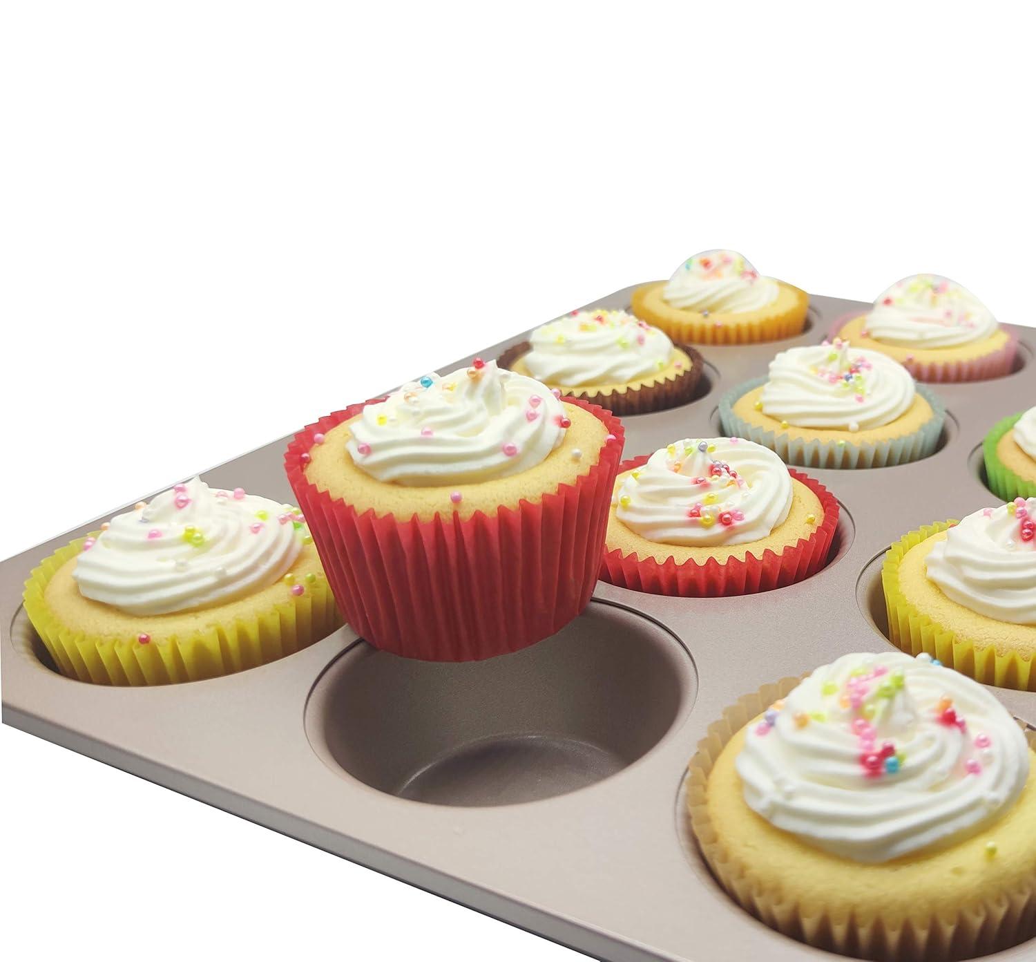 Vibrant Red Greaseproof Paper Cupcake Liners, Standard Size, 100-Count