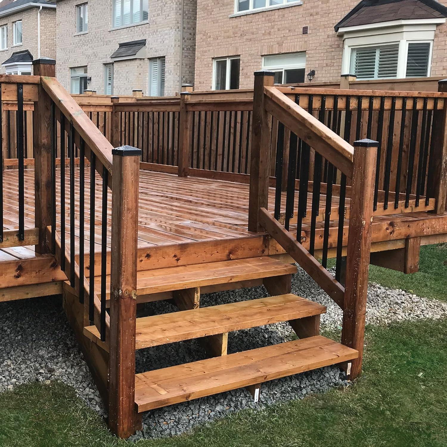 25 Pack Rectangle Staircase Balusters, 36" Black Metal Deck Spindle and Stairs Railing, Hollow Rectangle Deck Balusters for Porch Railing