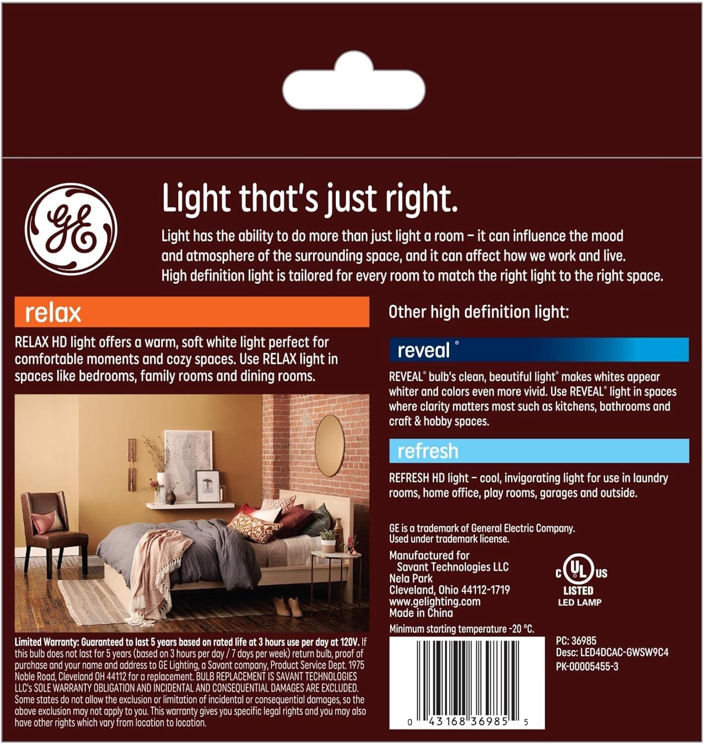 GE 4pk 40W Refresh LED Decorative Light Bulbs