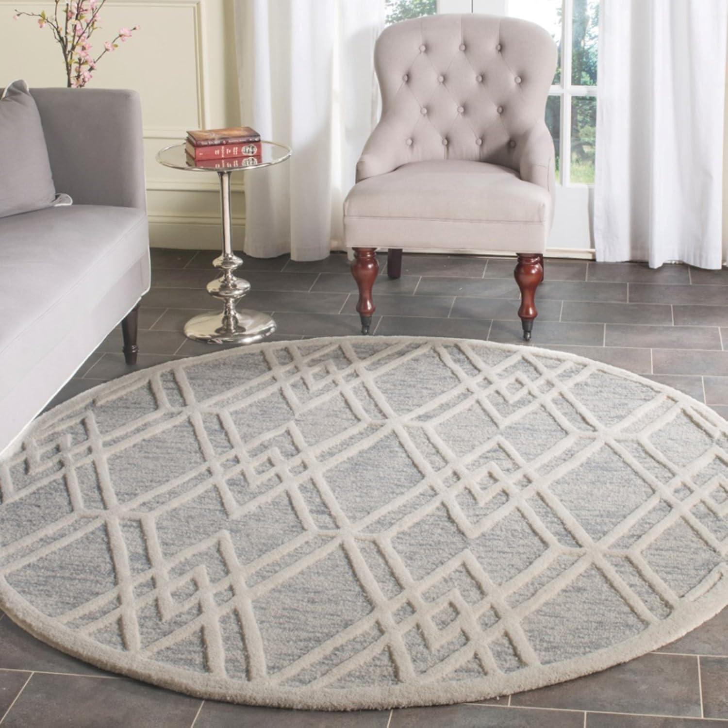 Light Brown and Ivory Hand-Tufted Wool Area Rug, 5' x 8'