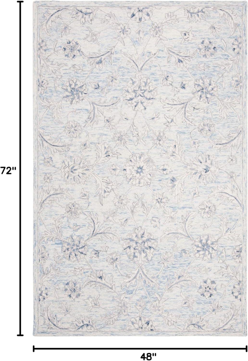 Micro-Loop MLP506 Hand Tufted Indoor Area Rug - Light Blue/Ivory - 4'x6'- Safavieh