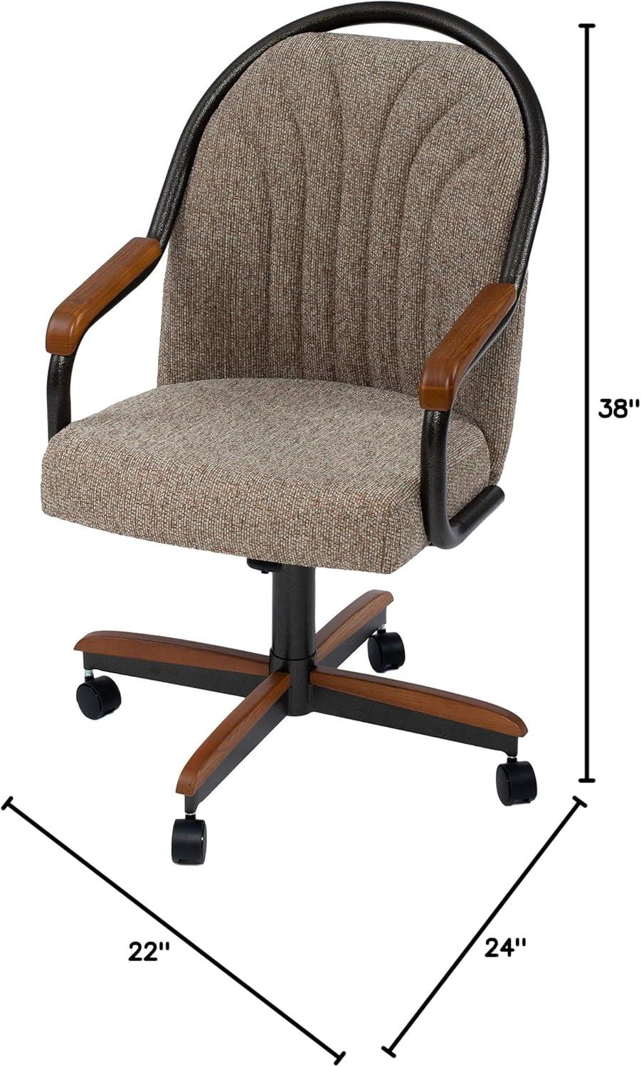 AW Furniture Casual Dining Barell Swivel and Tilt Rolling Dining Chair - 38"Hx221/2"Wx22"D - 38"Hx24"Wx22"D