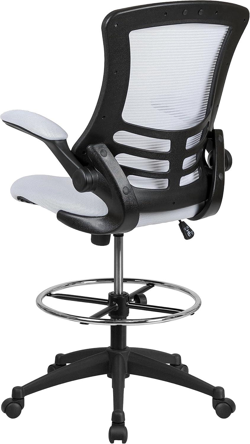 Flash Furniture Mid-Back Mesh Ergonomic Drafting Chair with Adjustable Foot Ring and Flip-Up Arms