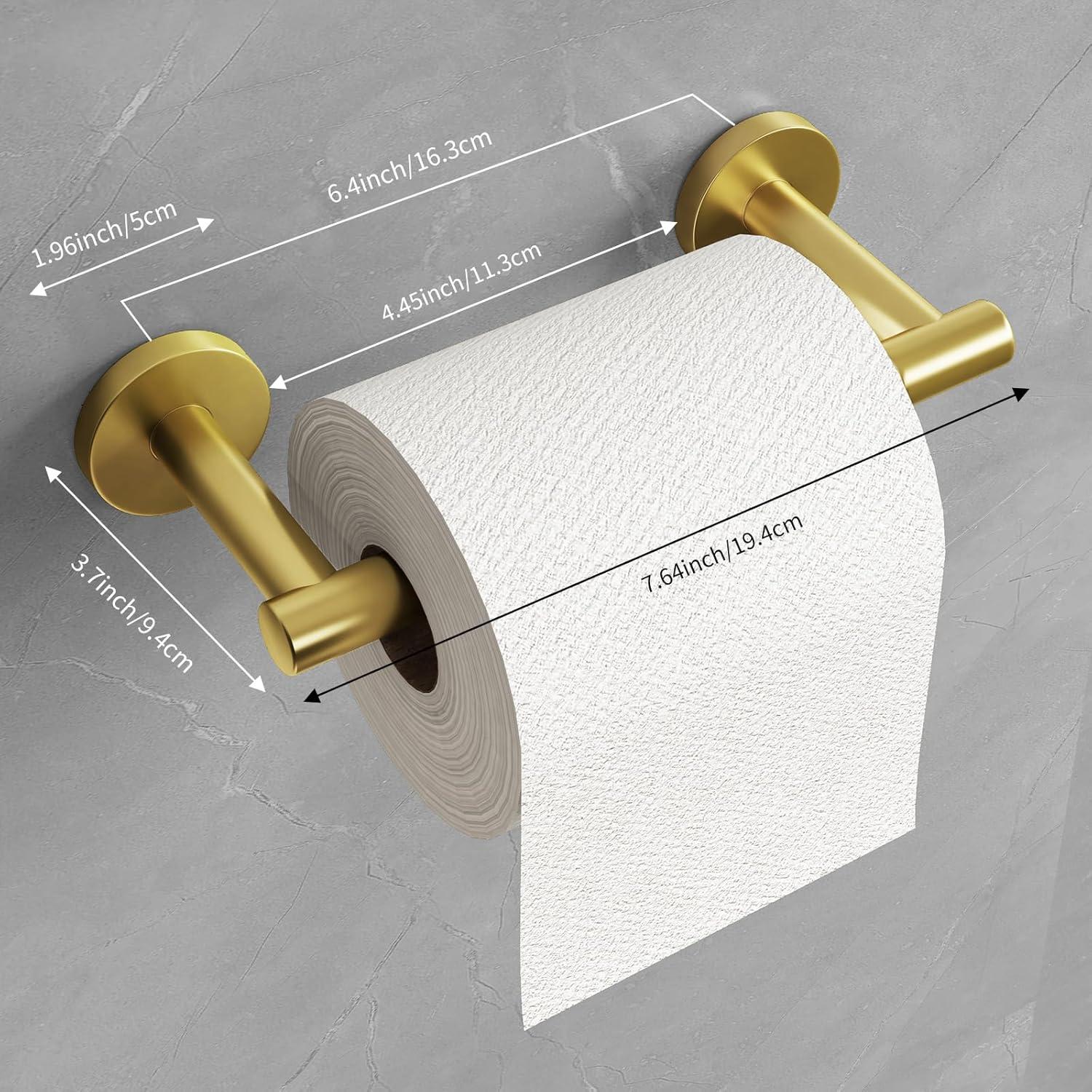 Fixsen Gold Toilet Paper Holder Bathroom Double Post Pivoting Tissue Roll Holder Stainless Steel and Zinc Alloy Wall Mount Detachable (Gold, 1)