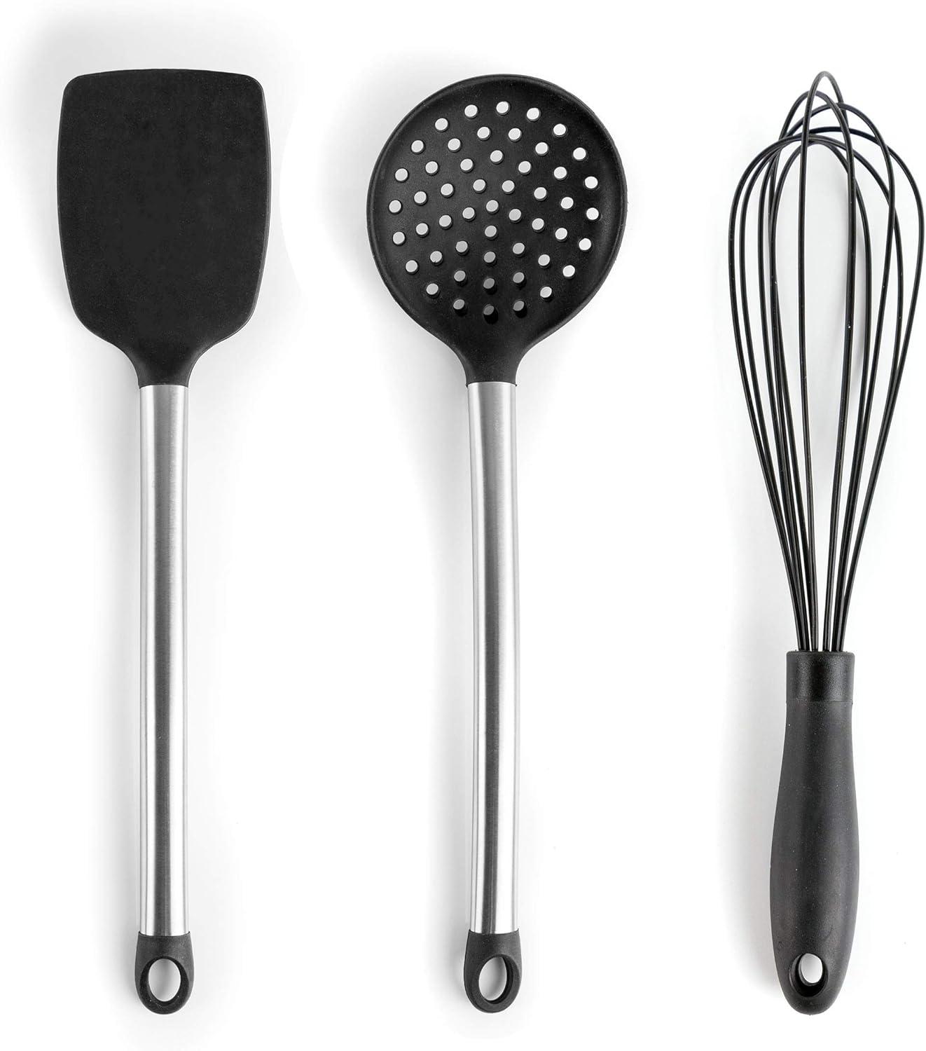 MegaChef 14 Piece Gray Silicone and Stainless Steel Cooking Utensils