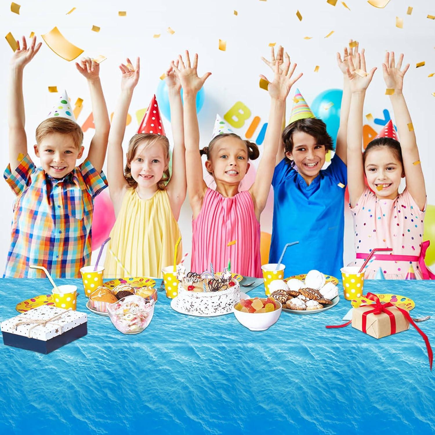 3-Piece 54 x 108 Inch Ocean Wave Plastic Tablecloth - Realistic Water Design, Disposable Rectangle Table Cover for Dining, Picnic, Beach Party, Sea Theme, Pool Party, Summer Indoor Outdoor Decoration