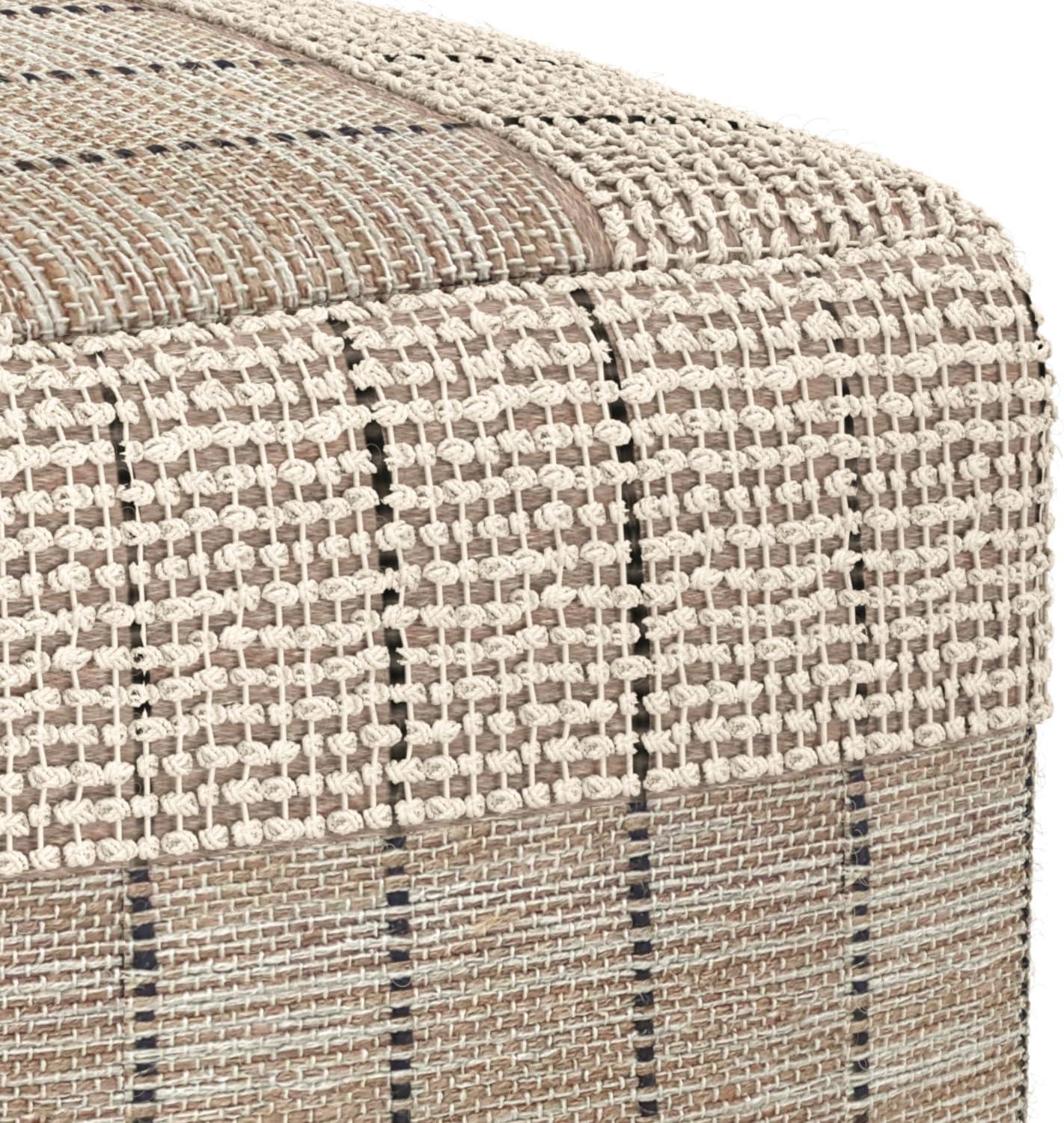 Simpli Home 18"W Jute Square Woven Pouf
