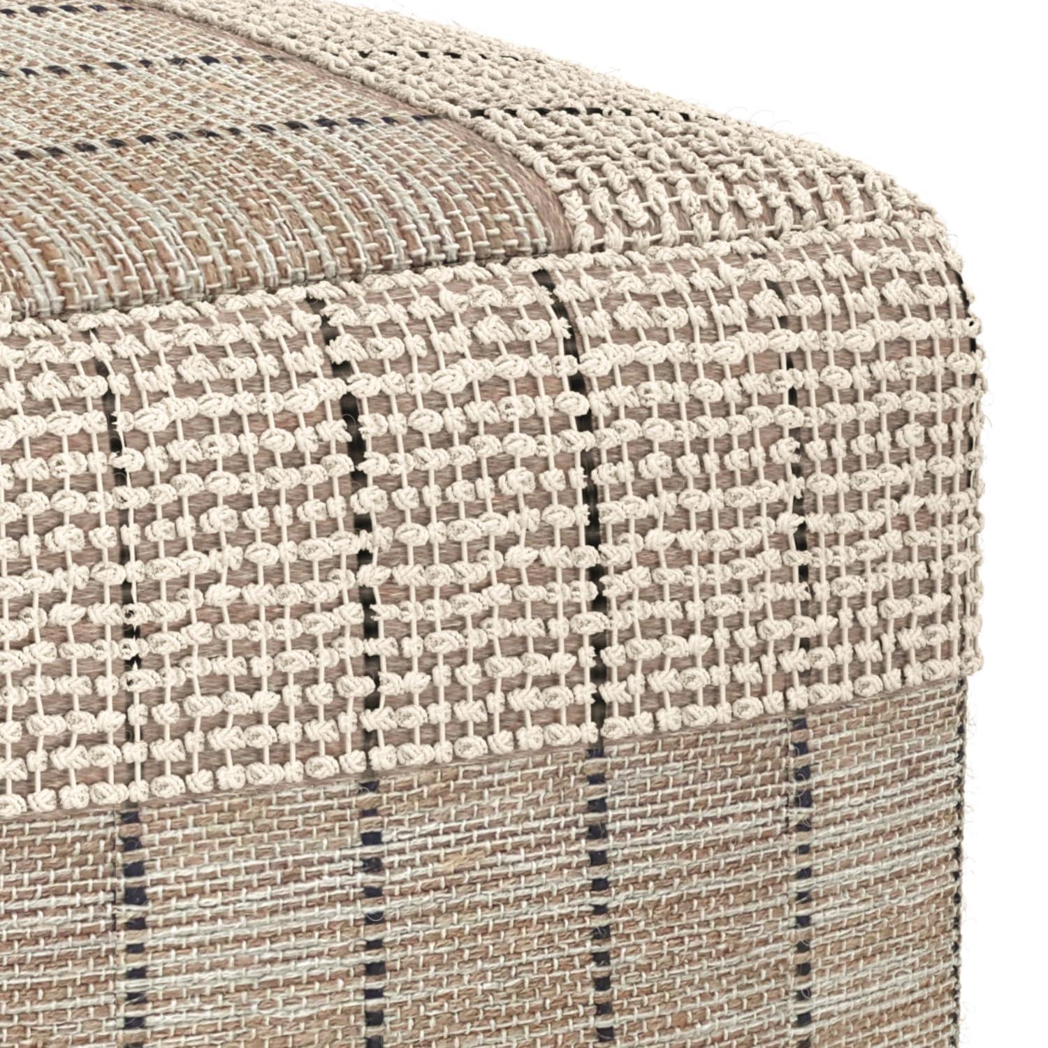 Simpli Home 18"W Jute Square Woven Pouf