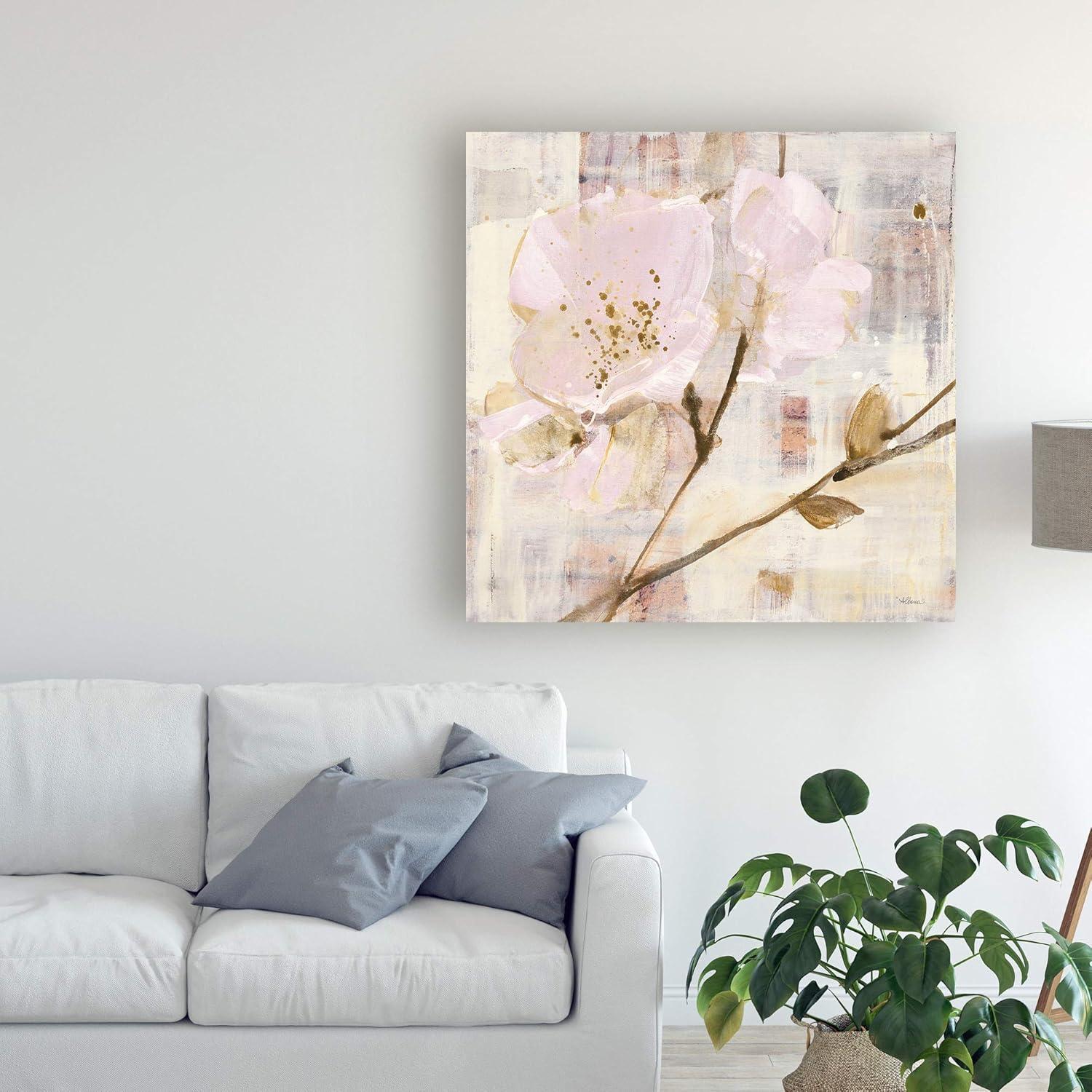 Large Pink and Gold Floral Canvas Art