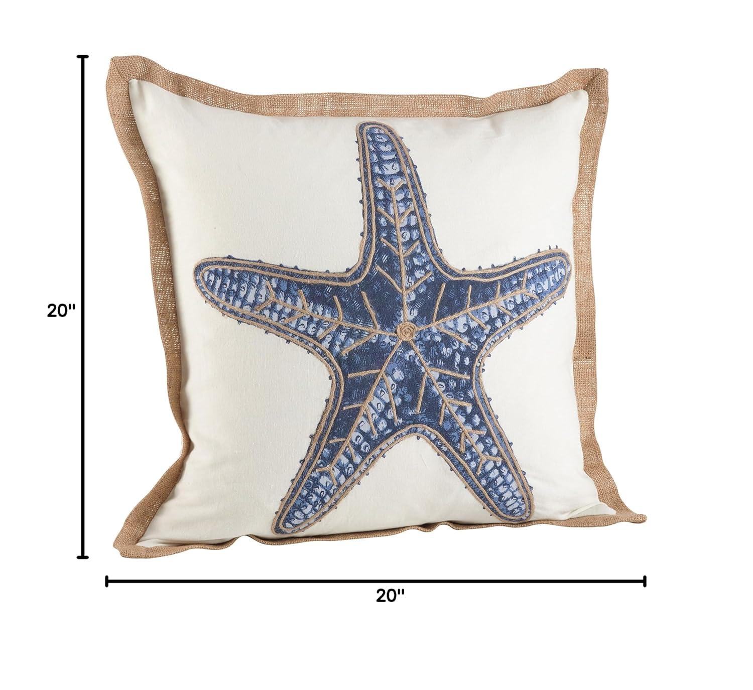 Saro Neptunian Collection Embroidered Cotton Throw Pillow