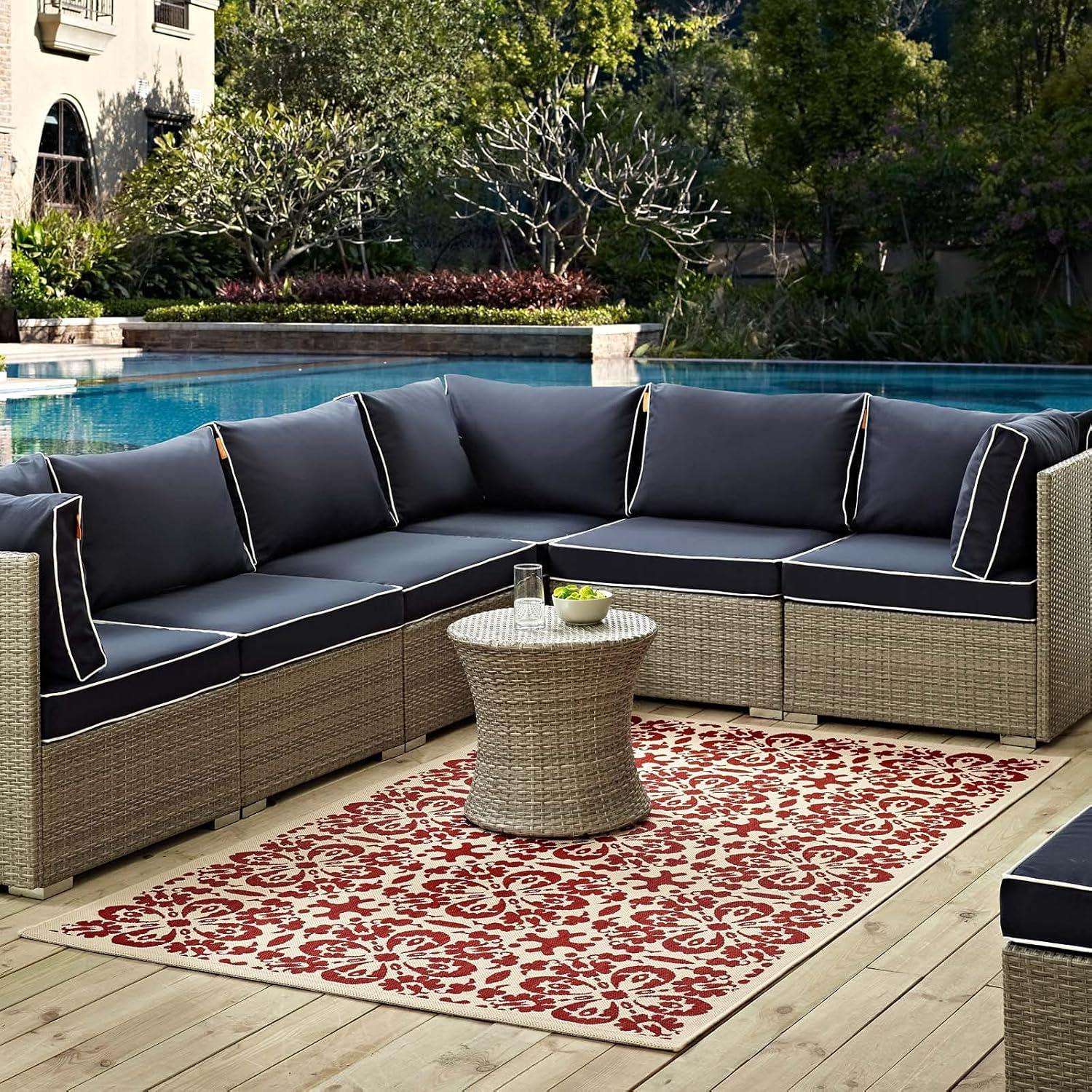 Modway Ariana Vintage Floral Trellis 4x6 Indoor and Outdoor Area Rug
