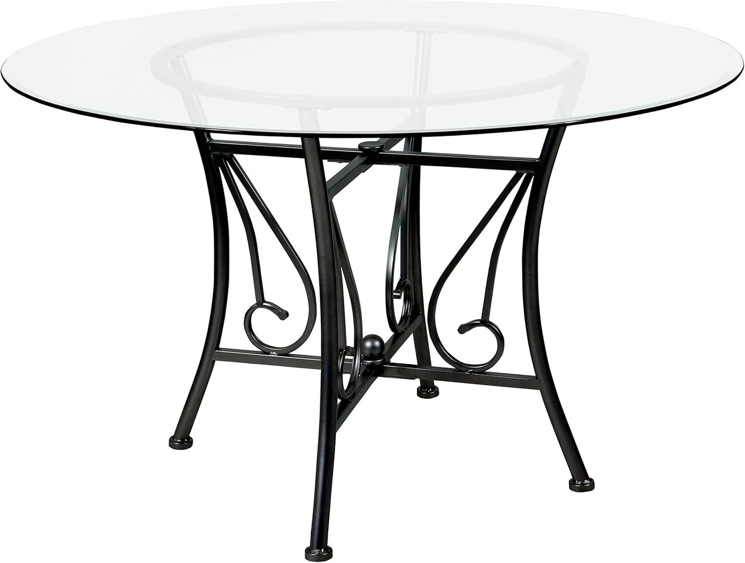 Flash Furniture Princeton 48'' Round Glass Dining Table with Black Metal Frame