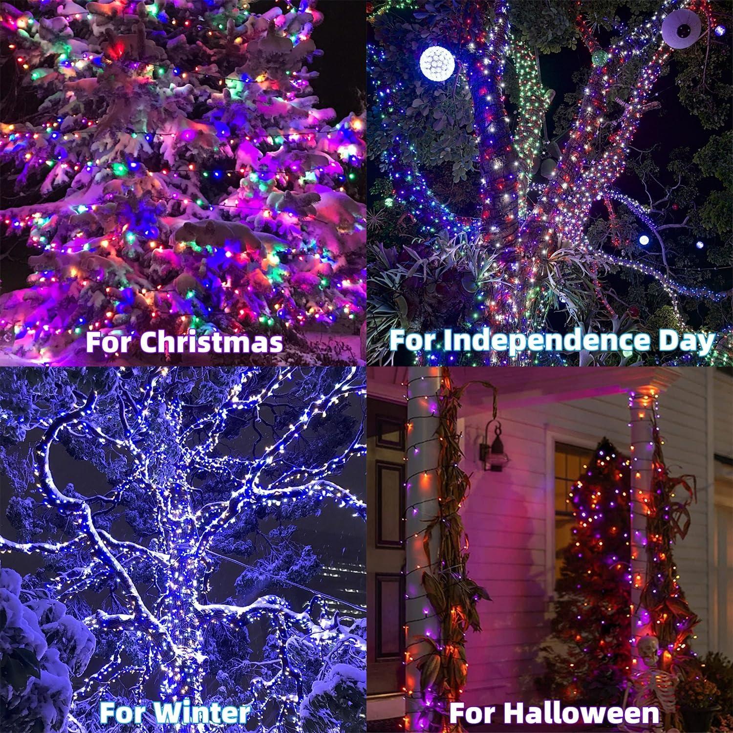 Home Lighting 66ft Christmas Decorative Mini Lights, 200 LED Green Wire Fairy Starry String Lights Plug in, 8 Lighting Modes, for Indoor Outdoor Xmas Tree Wedding Party Decoration (Blue)