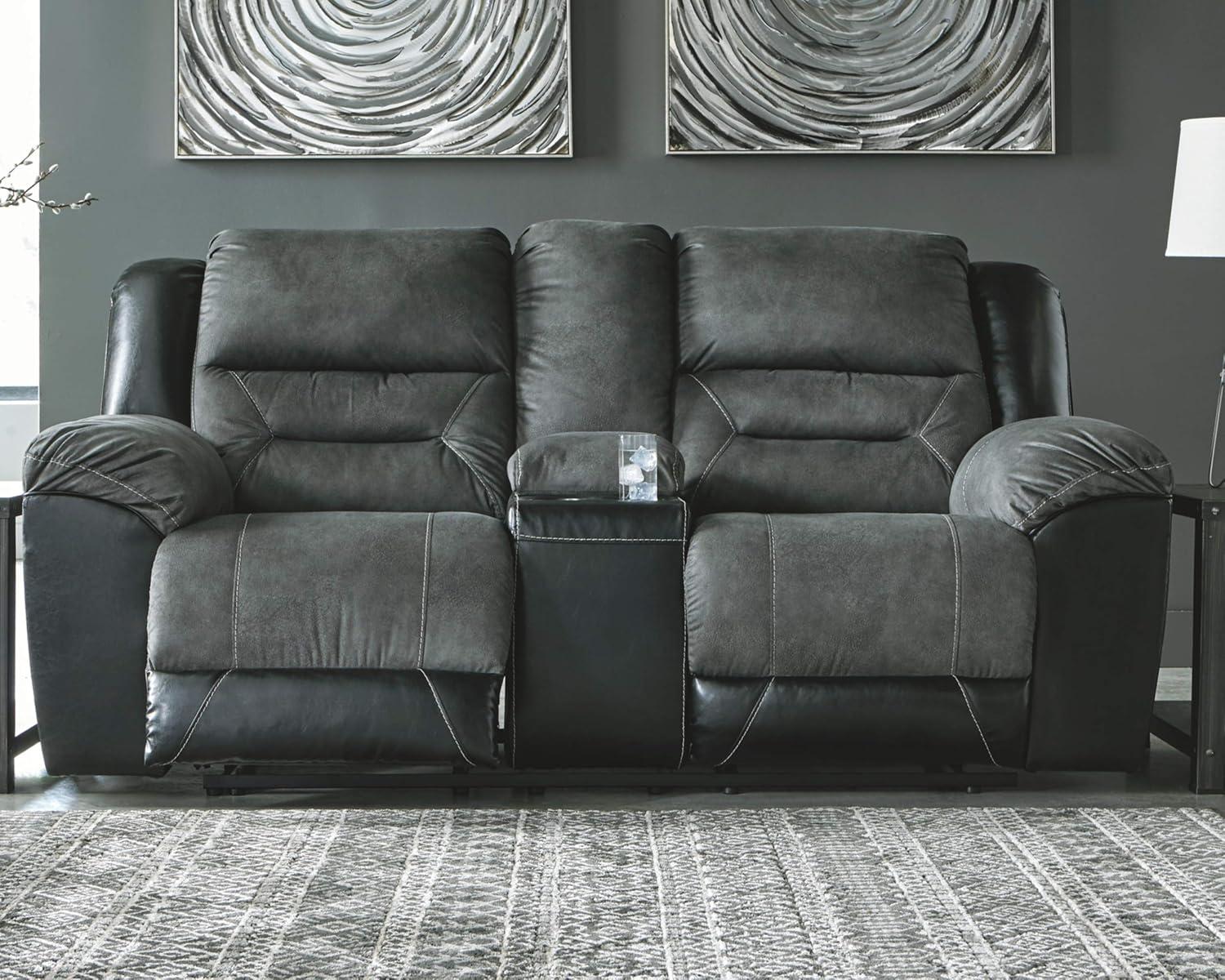 Signature Design by Ashley Earhart Reclining Loveseat with Console in Slate