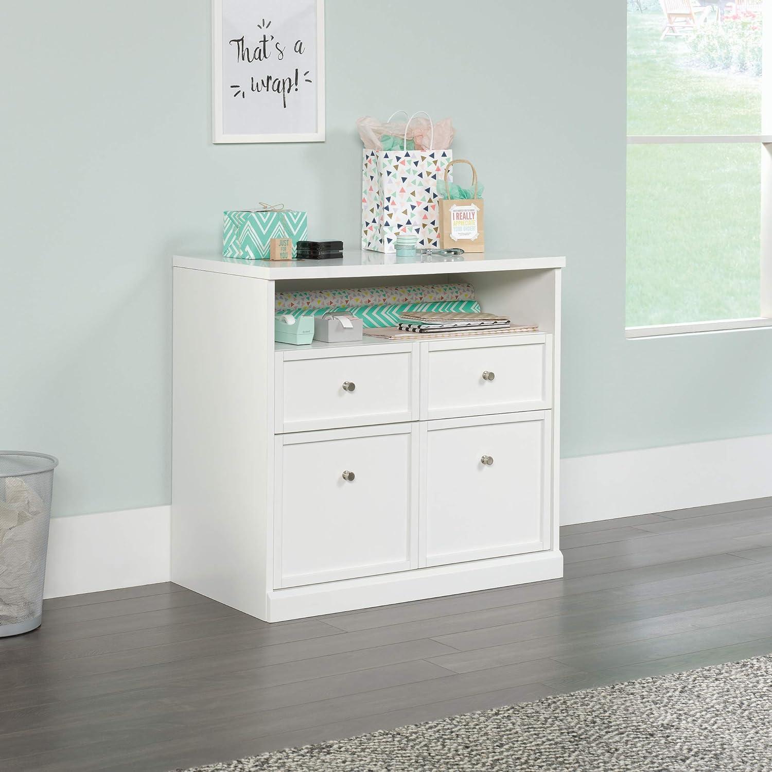 White 4-Drawer Office Storage Cabinet with Adjustable Shelving