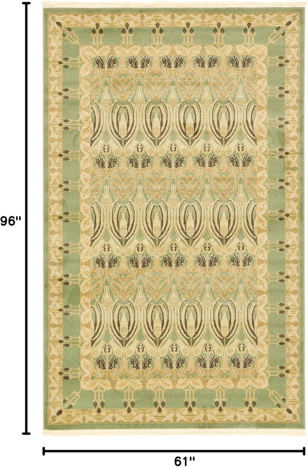 Canmore Light Green Synthetic 5' x 8' Easy-Care Rectangular Rug