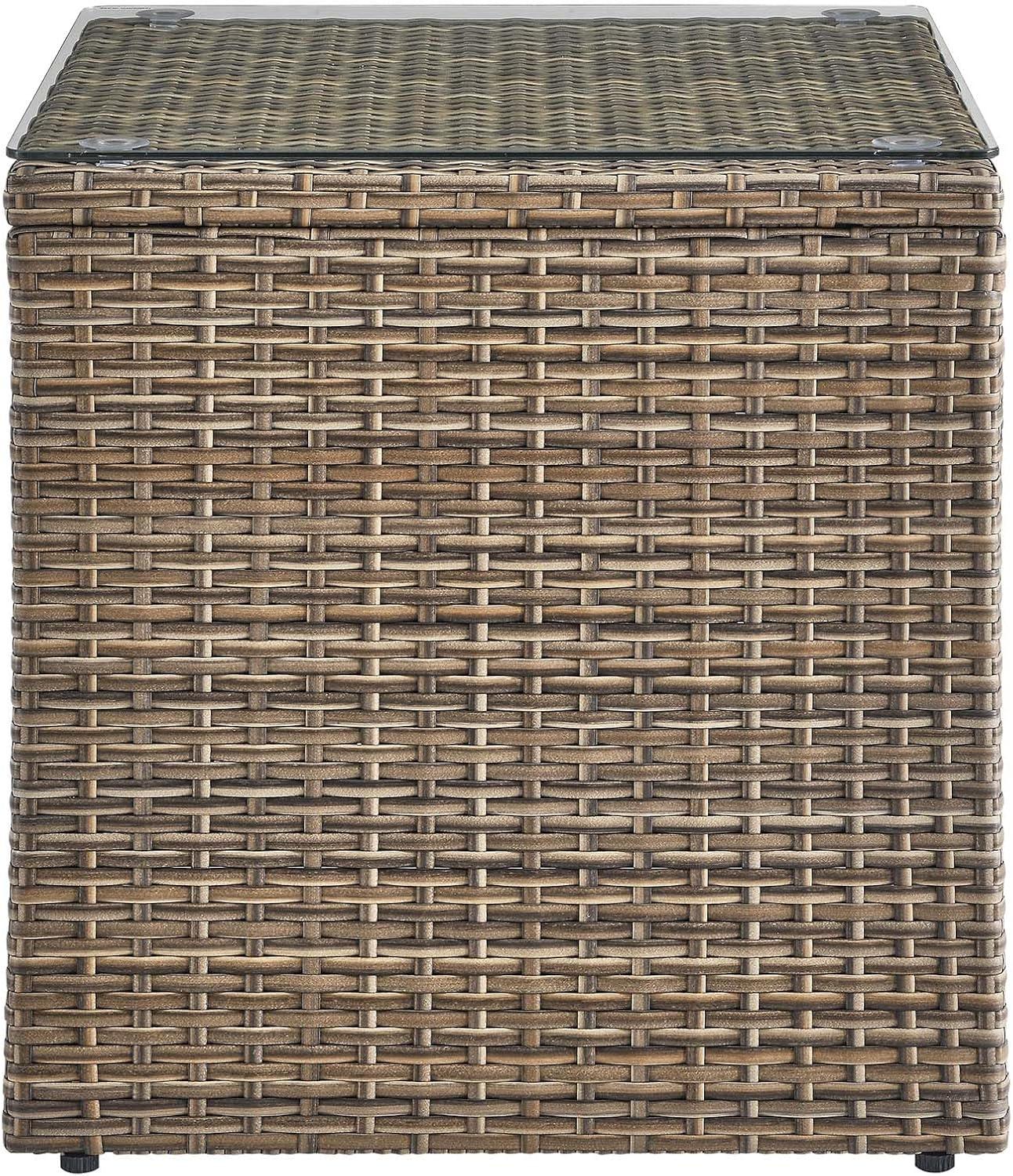 Convene 17.5" Brown Synthetic Rattan Outdoor Side Table