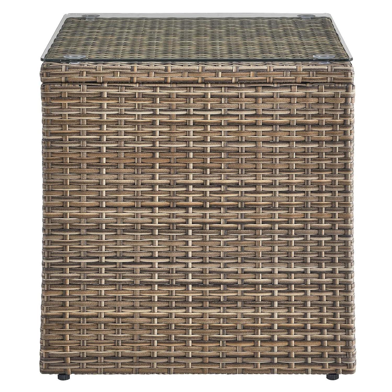 Convene 17.5" Brown Synthetic Rattan Outdoor Side Table