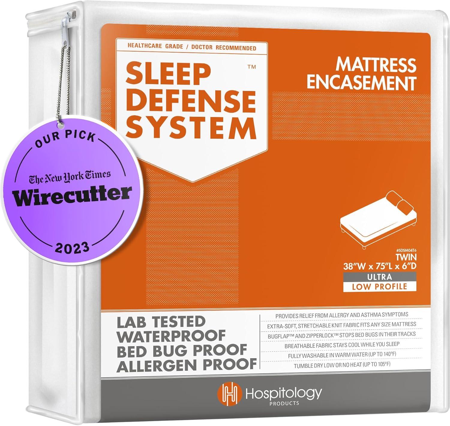 Hospitology The Original Sleep Defense System Zippered Waterproof Bedbug Proof Dust Mite Proof Mattress Encasement