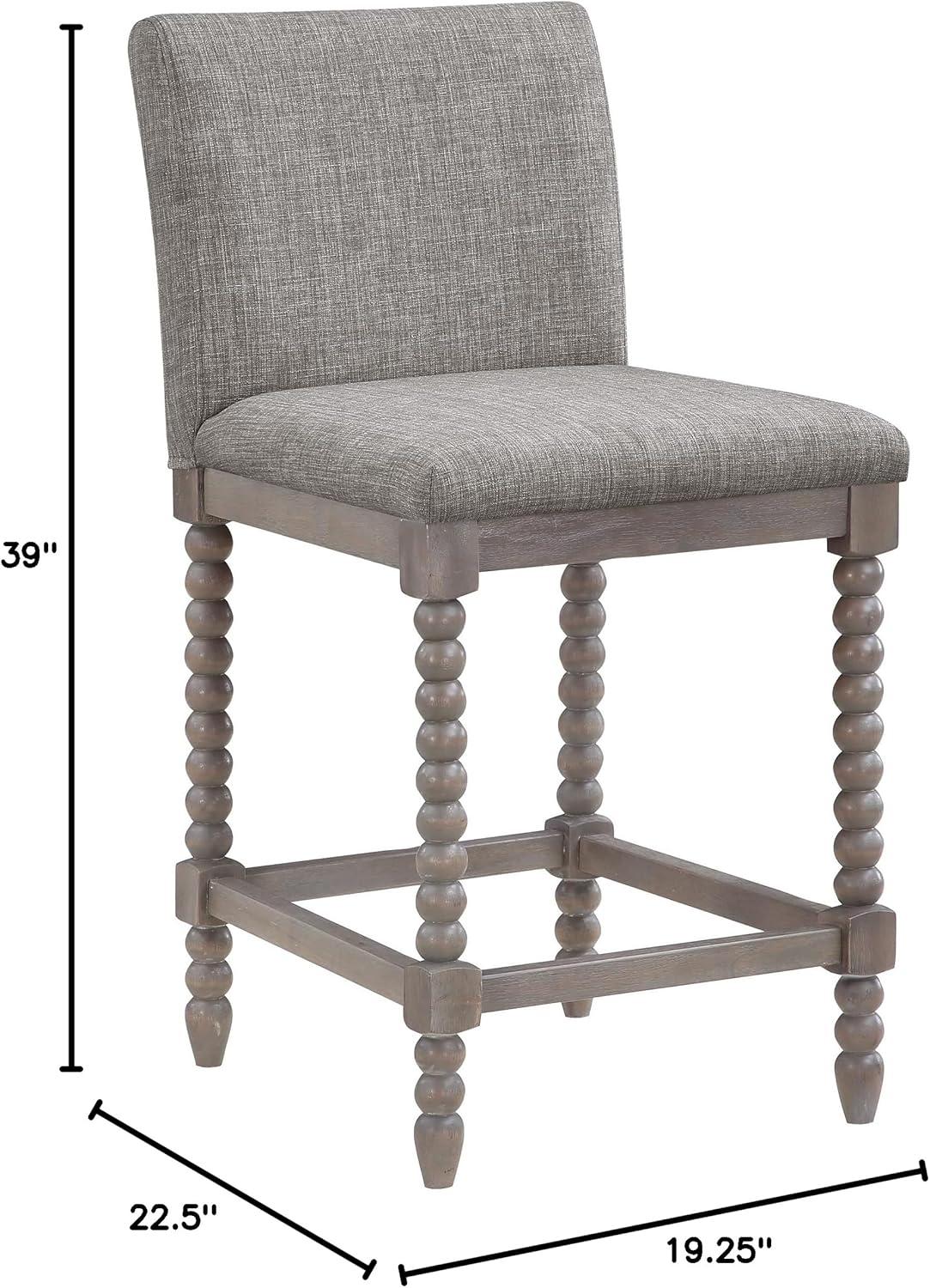 Abbott 26" Spindle Counter Stool with Brushed Gray Frame and Dove Gray Fabric