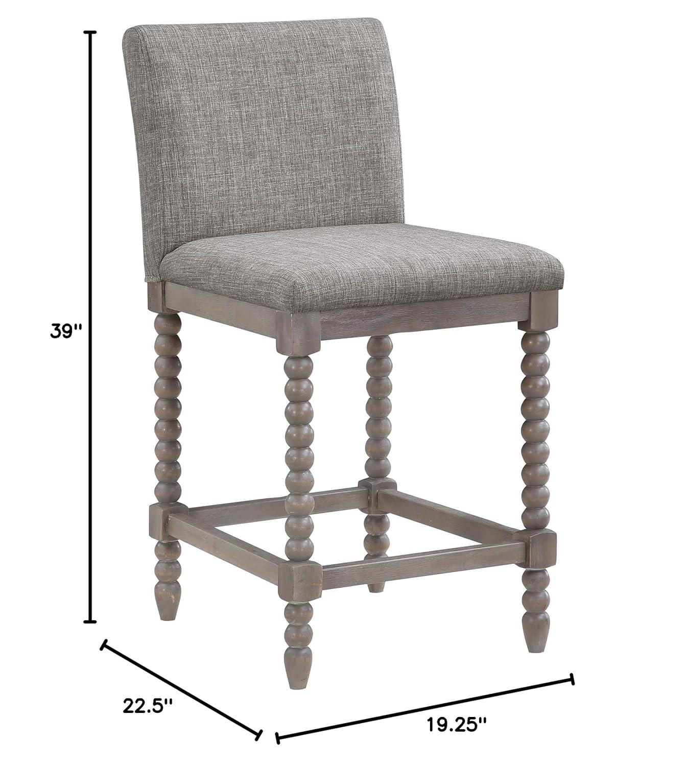 Abbott 26" Spindle Counter Stool with Brushed Gray Frame and Dove Gray Fabric