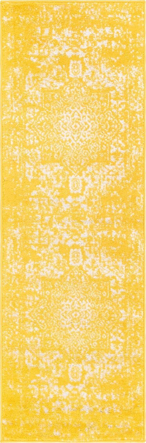 Unique Loom Richmond Collection Area Rug - Medallion (2' x 6' Runner Yellow/Ivory)