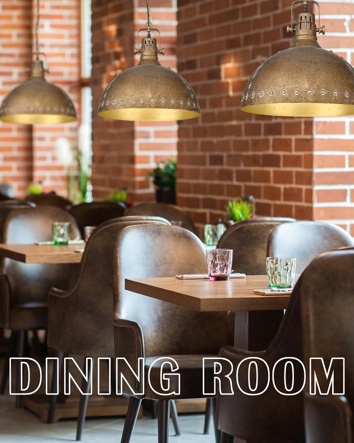 Farmhouse Pendant Light Fixtures, HWH Barn Hanging Lighting for Kitchen Island 12'' with Height Adjustable Chain, Antique Brass Kitchen Island Lighting with Metal Dome Shade, 5HZG103H RG