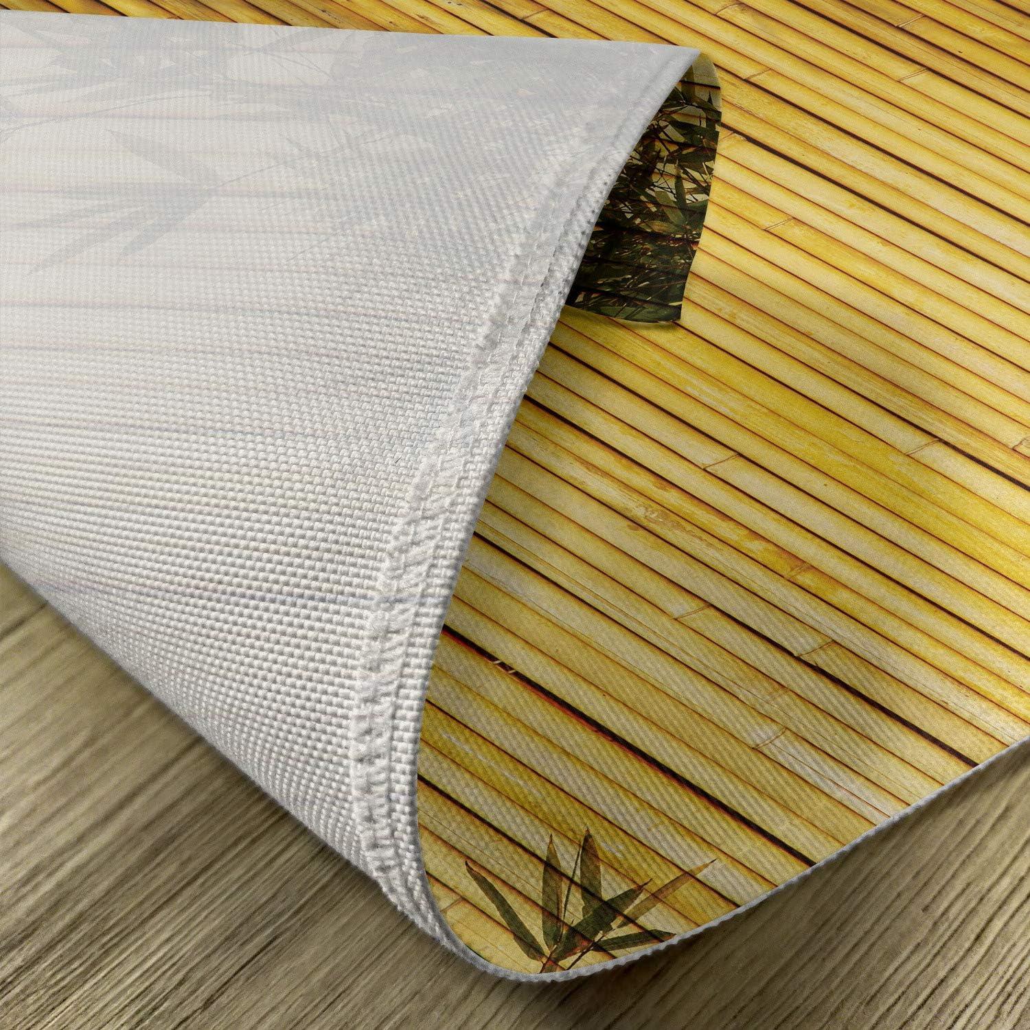 Ambesonne Forest Place Mats Set of 4, Simple Oriental Nature Leaf, Standard Size, Yellow Mustard