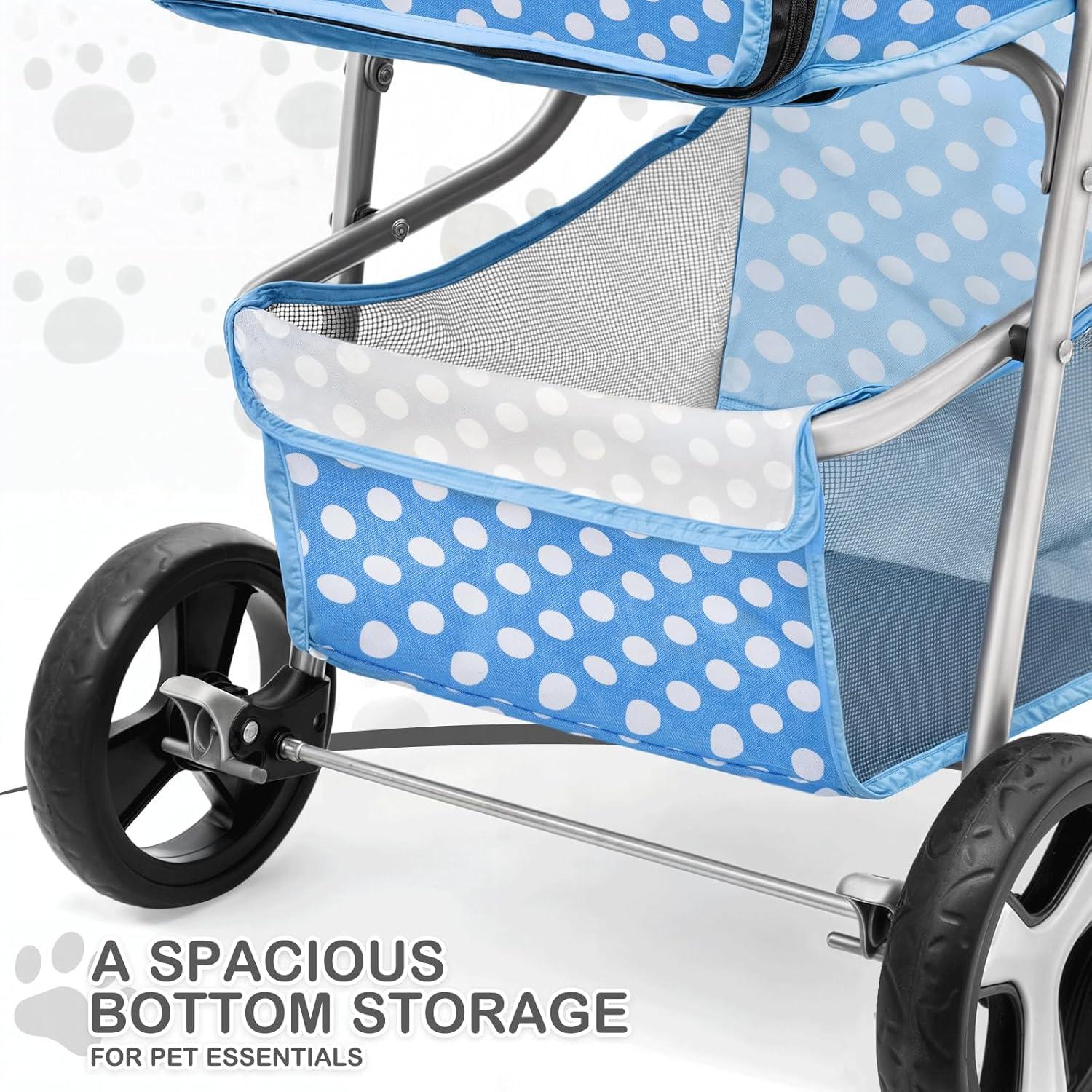 Magshion Foldable Pet Dog and Cat Stroller with Adjustable Canopy Storage Basket and Cup Holder for Small and Medium Pets