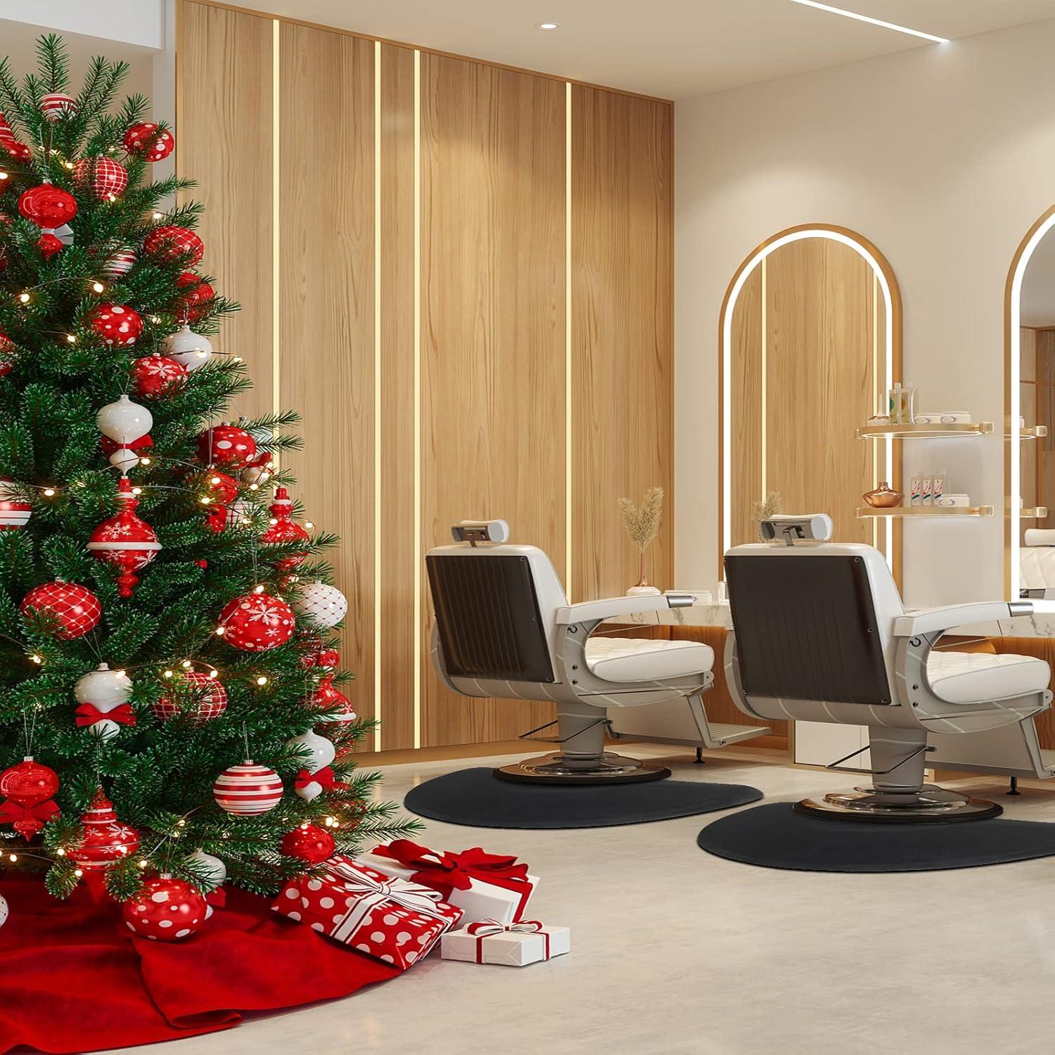 Goujxcy 3′x4.5′x1/2" Thick Anti Fatigue Salon Chair Mat for Hair Stylist, Comfort Beauty Salon Floor Mats Hair Salon Chair Mat for Barbershop Beauty Styling Chair (Semi Circle 1)