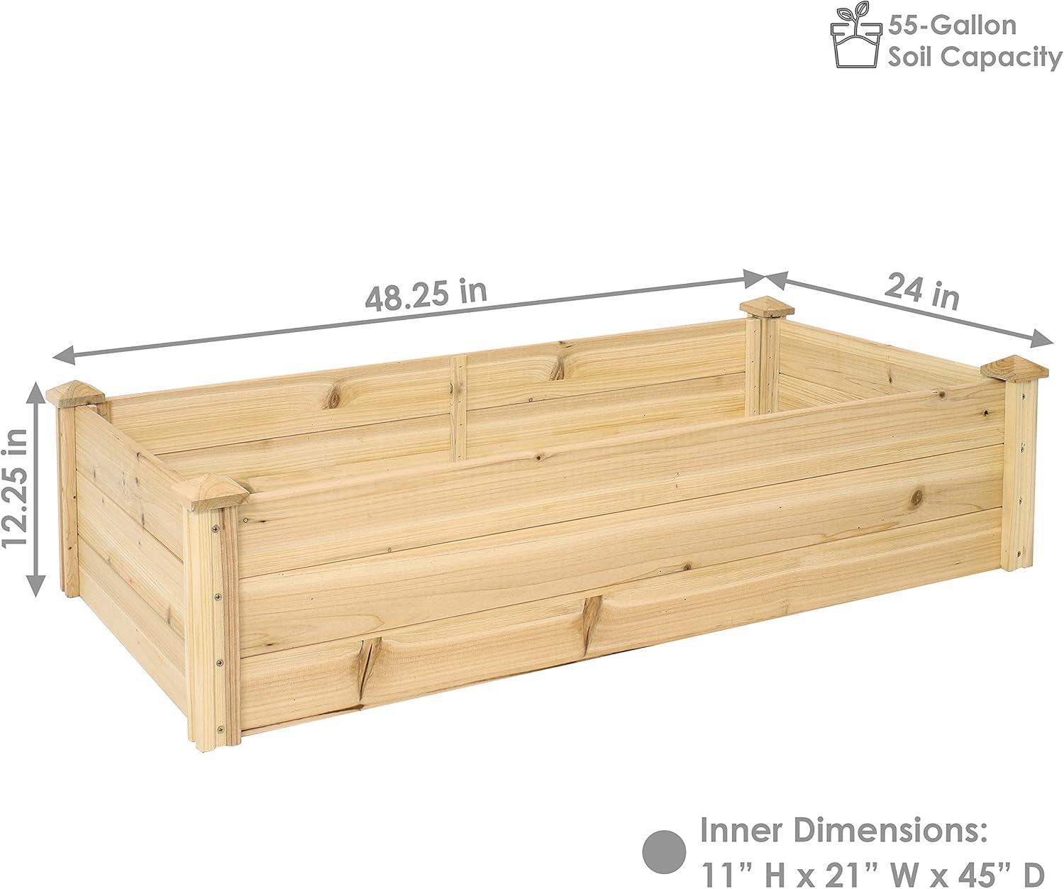 Sunnydaze Natural Fir Wood Raised Garden Bed for Outdoor Plants