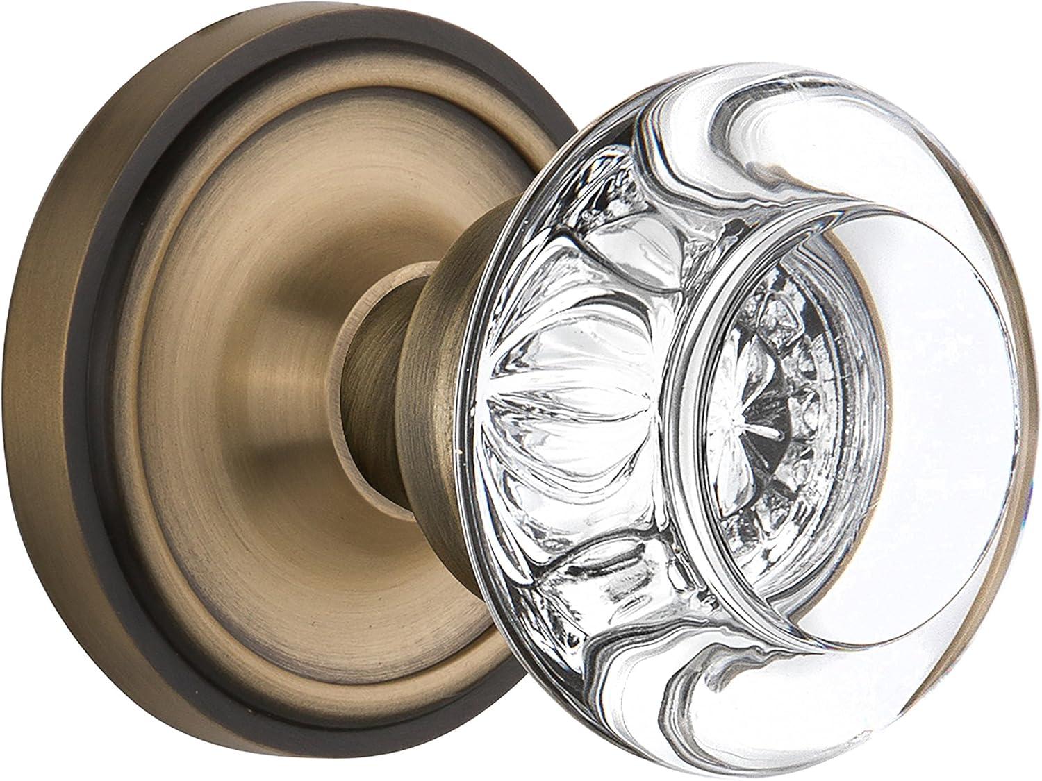 Classic Rosette with Round Clear Crystal Door Knob