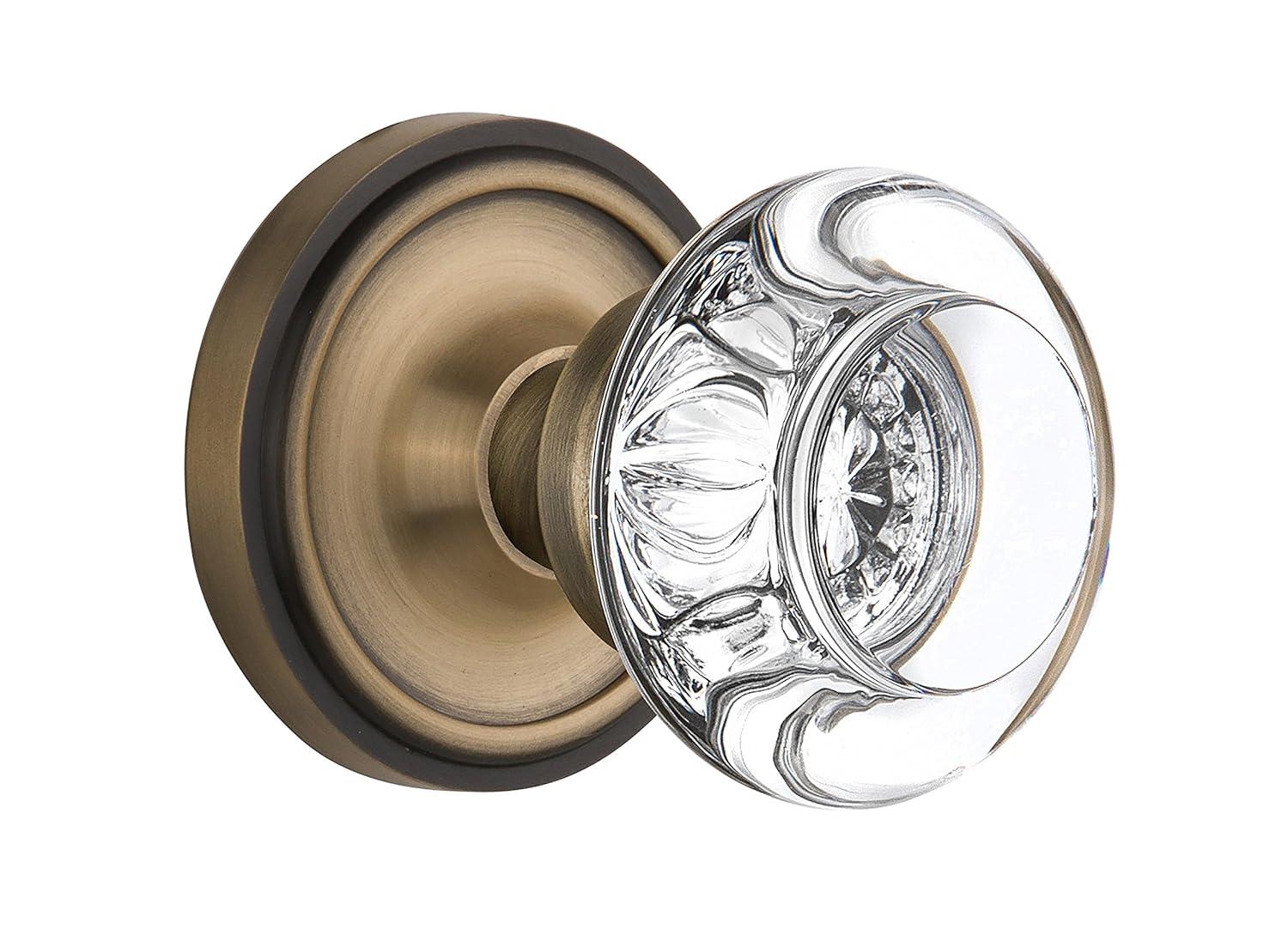 Classic Rosette with Round Clear Crystal Door Knob