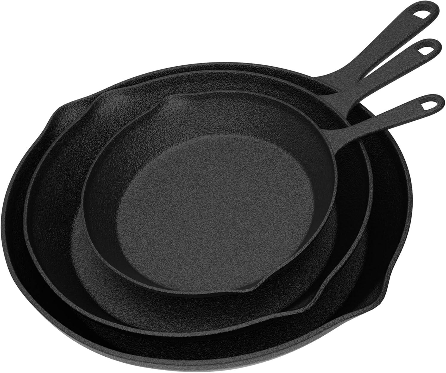 Hastings Home Nonstick Cast Iron Frying Pan Set - 3 Skillets