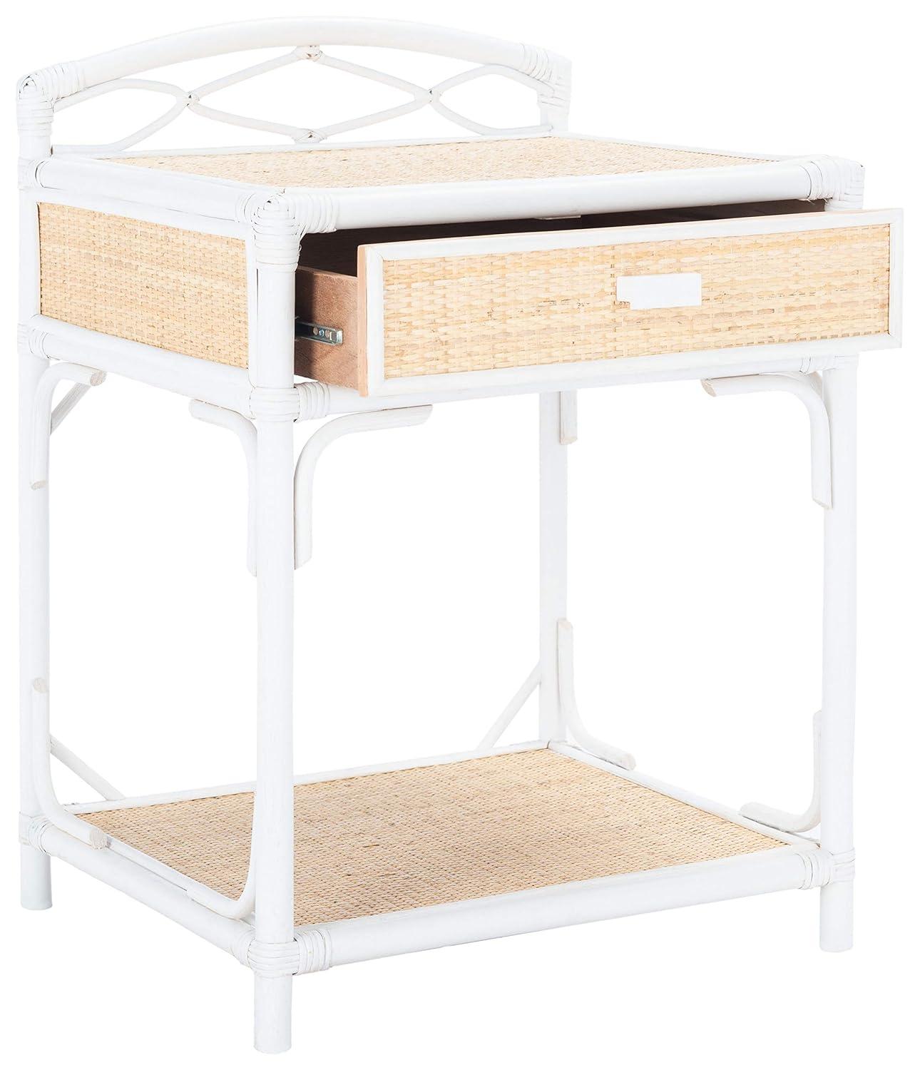 Roya 1 Drawer 1 Shelf Nightstand - NST4005 - White/Natural - Safavieh