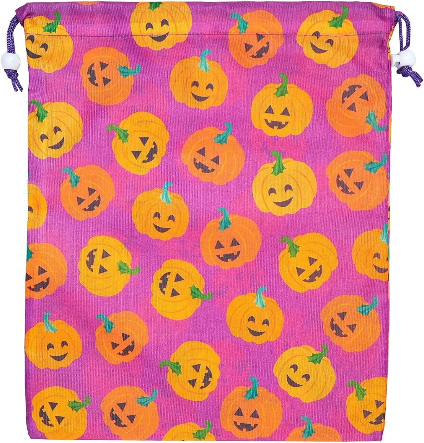 BLUE PANDA Halloween Fabric Drawstring Treat Bags - 12 Pack 10 x 12 in Reusable Polyester Favor Bags - Assorted Ghost, Pumpkin & Witch Designs for Parties & Trick-or-Treat