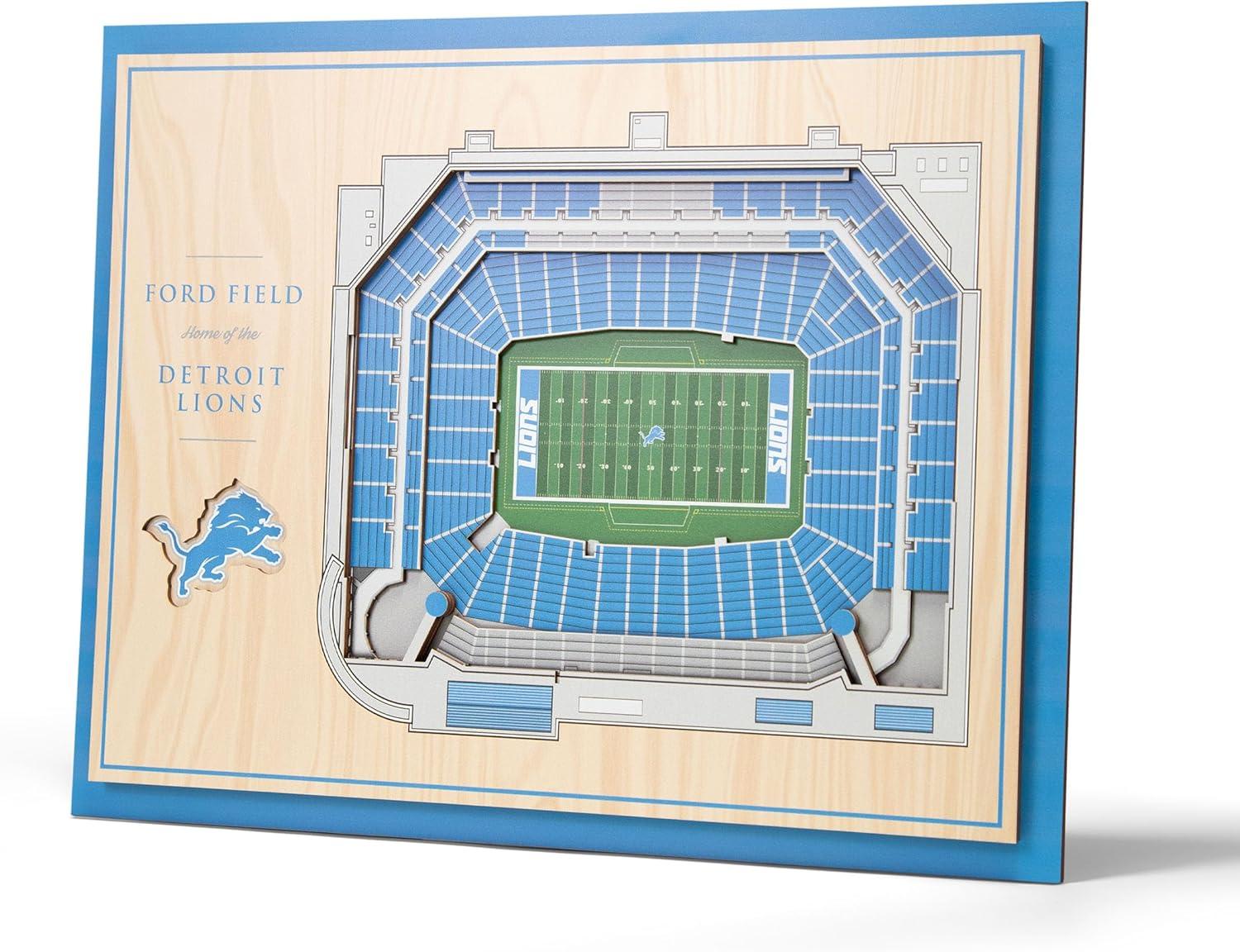 Detroit Lions 17'' x 13'' 5-Layer StadiumViews 3D Wall Art