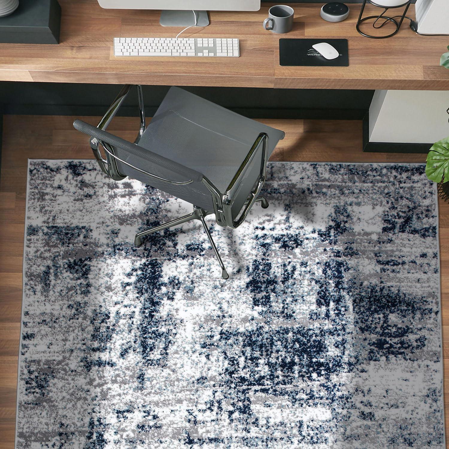 World Rug Gallery Distressed Abstract Blue 3'3" x 5' Area Rug