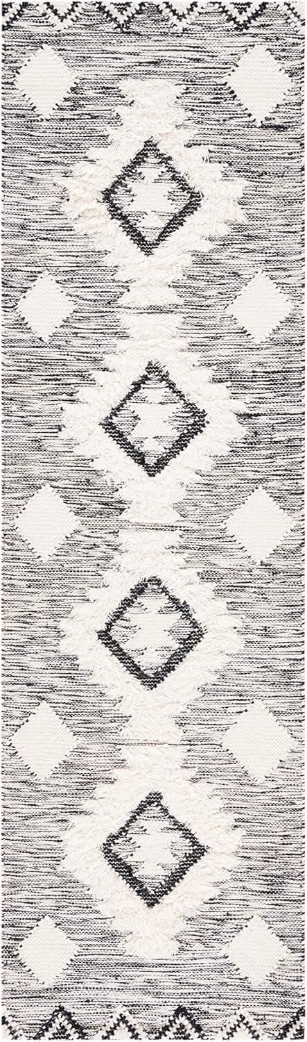 Kenya KNY275 Hand Woven Runner Rug - Black/Ivory - 2'3"x8' - Safavieh.