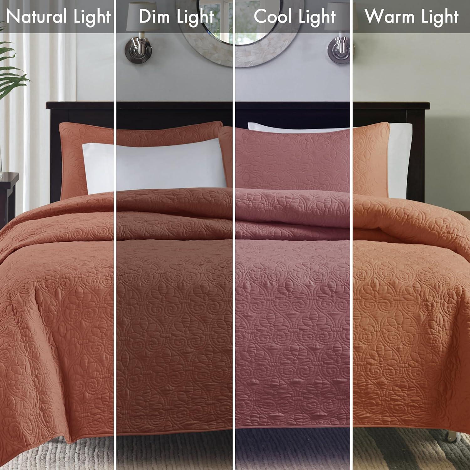Madison Park 3pc Full/Queen Vancouver Reversible Quilt Set Clay Pink