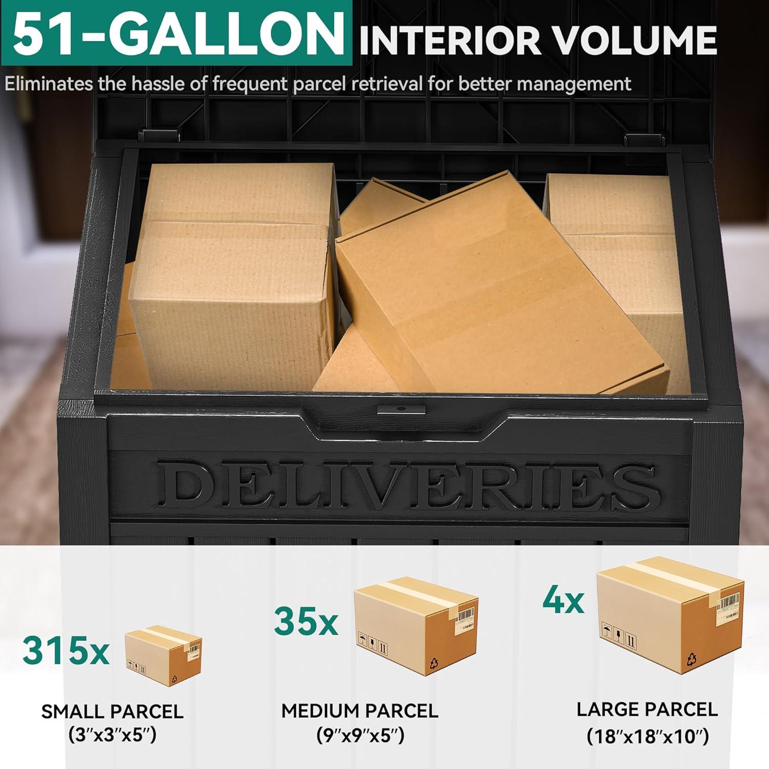 51 Gallon Outdoor Storage Box Delivery Letter Package Parcel Lock Mailbox Resin