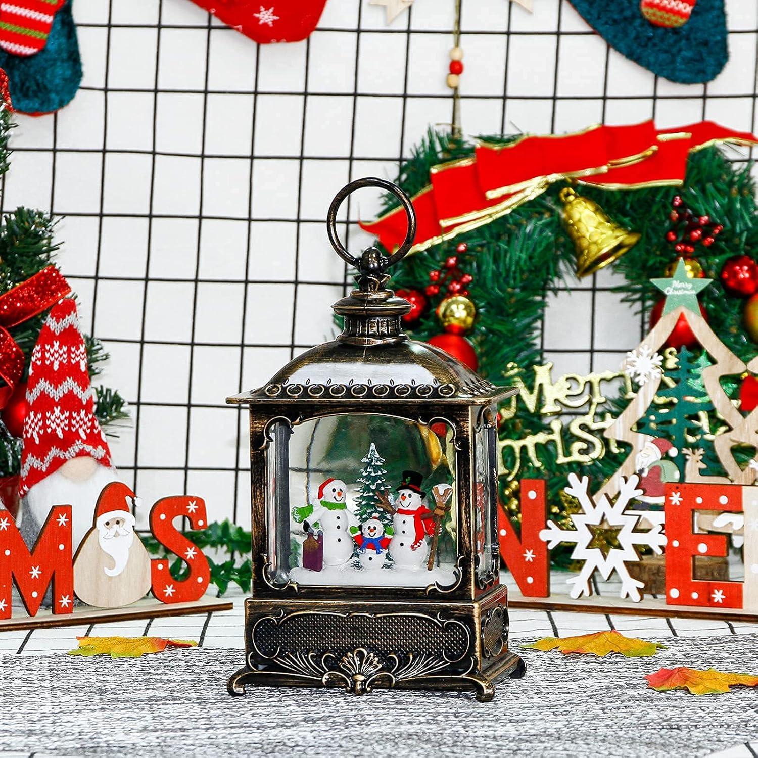 The Holiday Aisle® 2024 Christmas Decor Snow Globe Lantern - Glittering, Plug-in/3 AA Battery/USB Powered