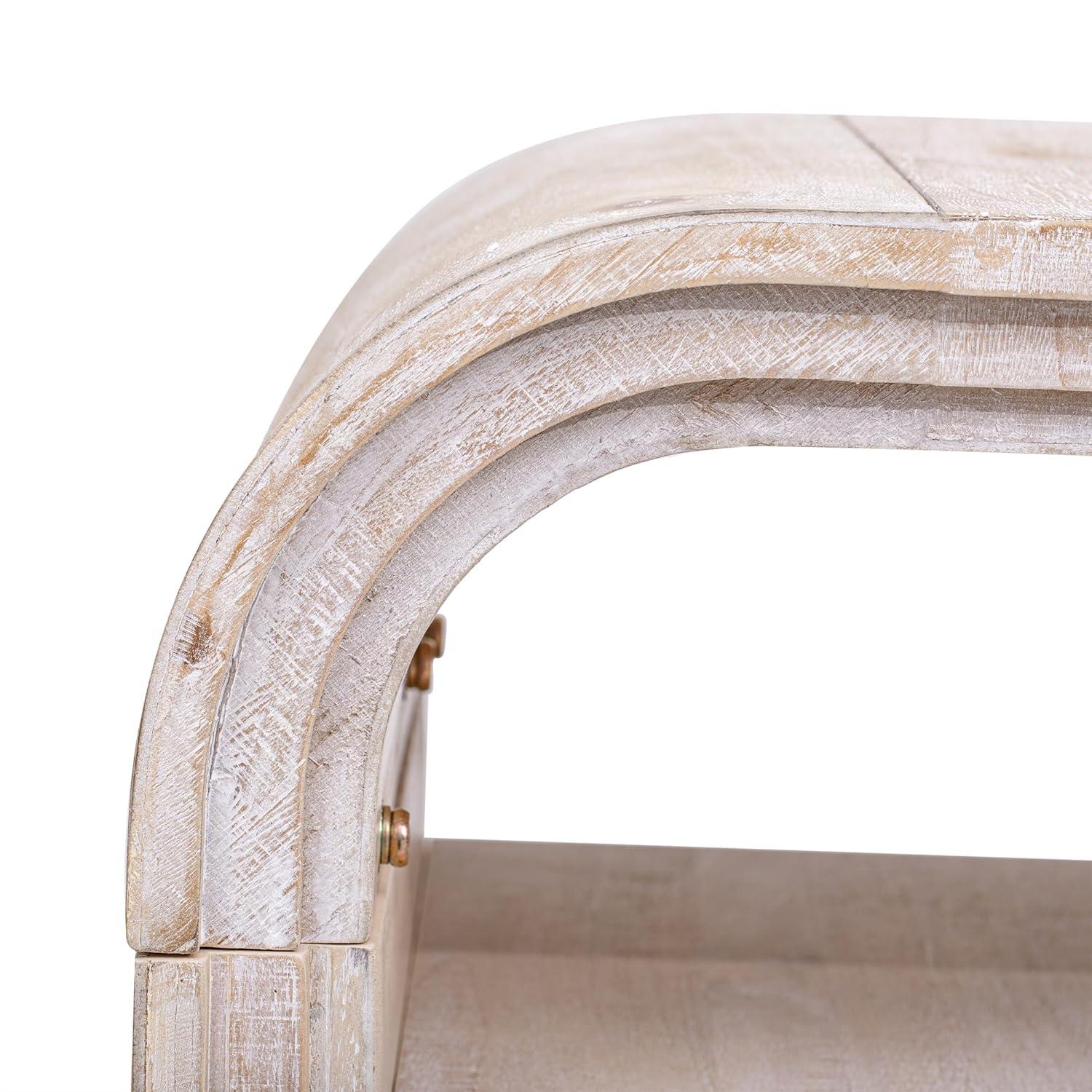 Unique Retro Curved Sideboard with 4 Doors and Treated Fir Veneer, Wood Accent Entryway Console Table Storage Cabinet for Hallway Living Room Foyer Corridor (Natural-12.31)