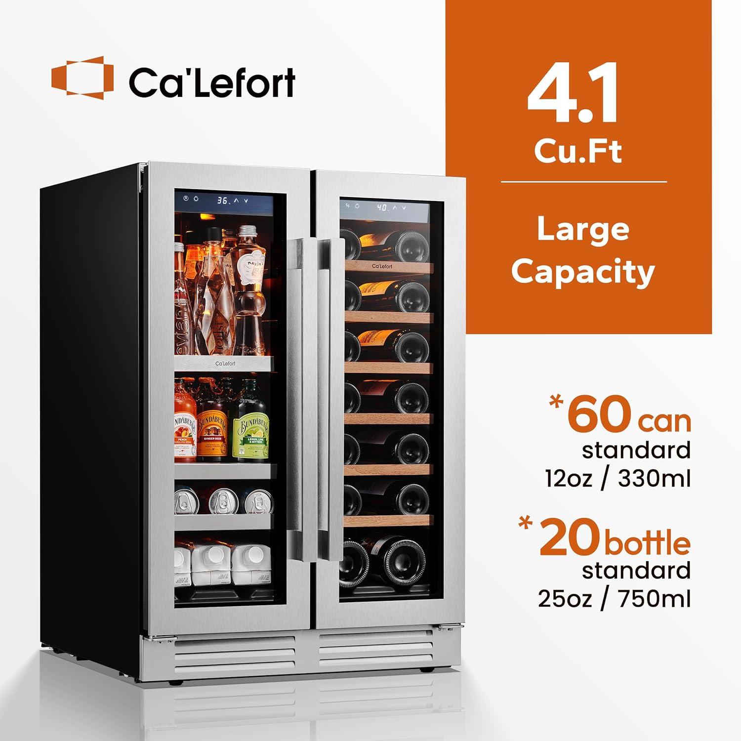 Ca'Lefort 24 Inch Dual Zone Stainless Steel Wine and Beverage Refrigerator