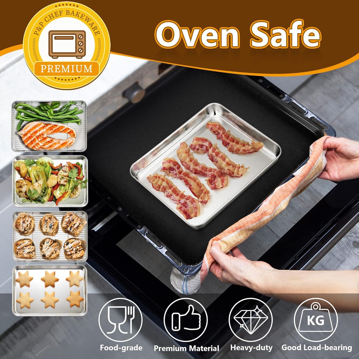 Compact Stainless Steel Non-Stick Toaster Oven Tray with Rack