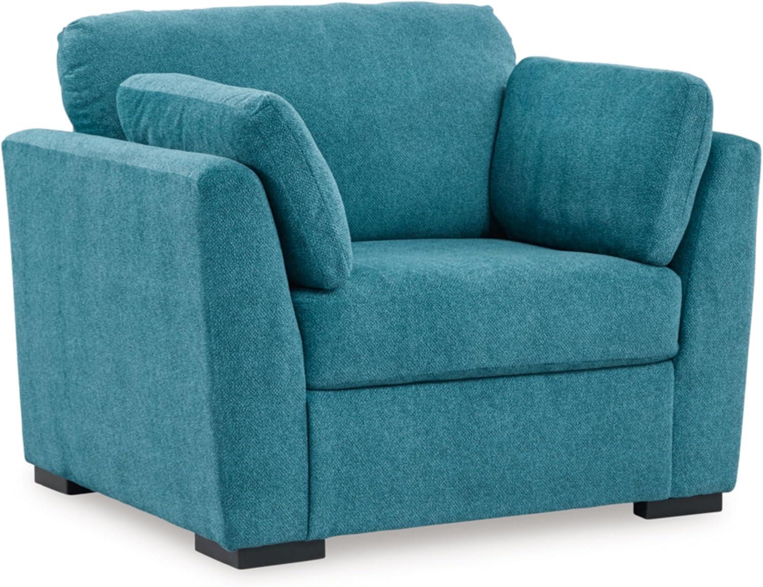 Teal Velvet Oversized Chair with Bolster Pillows